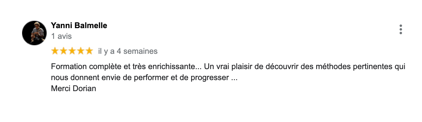 Formation Préparation Mentale PNP Avis client Google Coach Yanni Balmelle