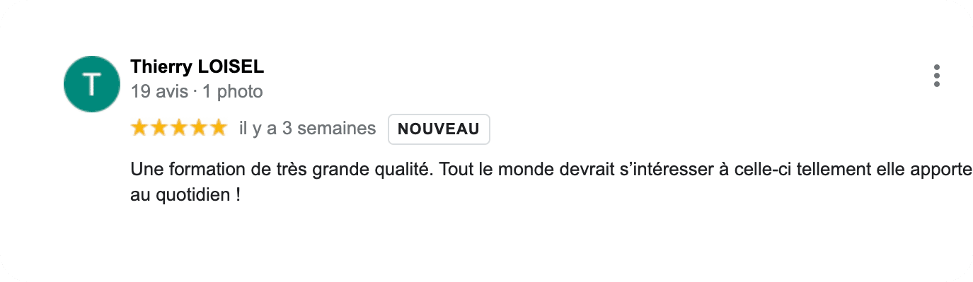 Formation Préparation Mentale PNP Avis client Google Coach Thierry Loisel
