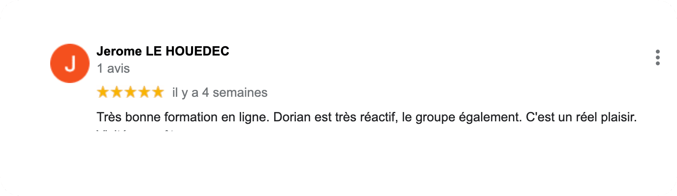 Formation Préparation Mentale PNP Avis client Google Coach Jerome Le houedec