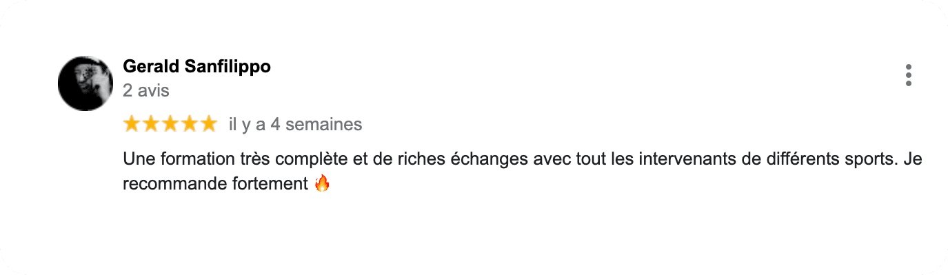 Formation Préparation Mentale PNP Avis client Google Coach Gérald Sanfilippo