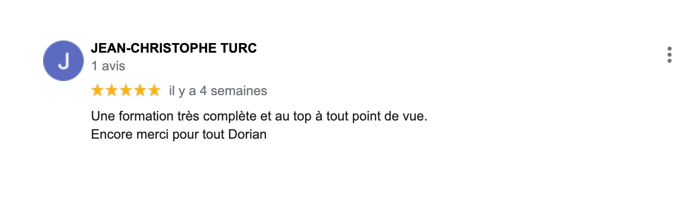 Formation Préparation Mentale PNP Avis client Google Coach Jean Christophe Turc