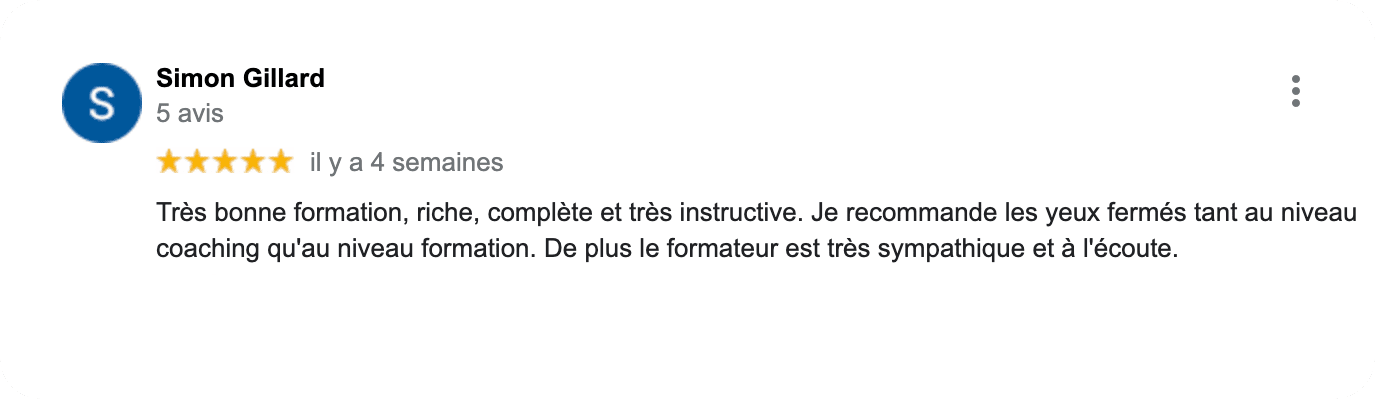 Formation Préparation Mentale PNP Avis client Google Coach Simon Gillard