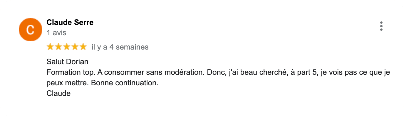 Formation Préparation Mentale PNP Avis client Google Coach Claude Serre