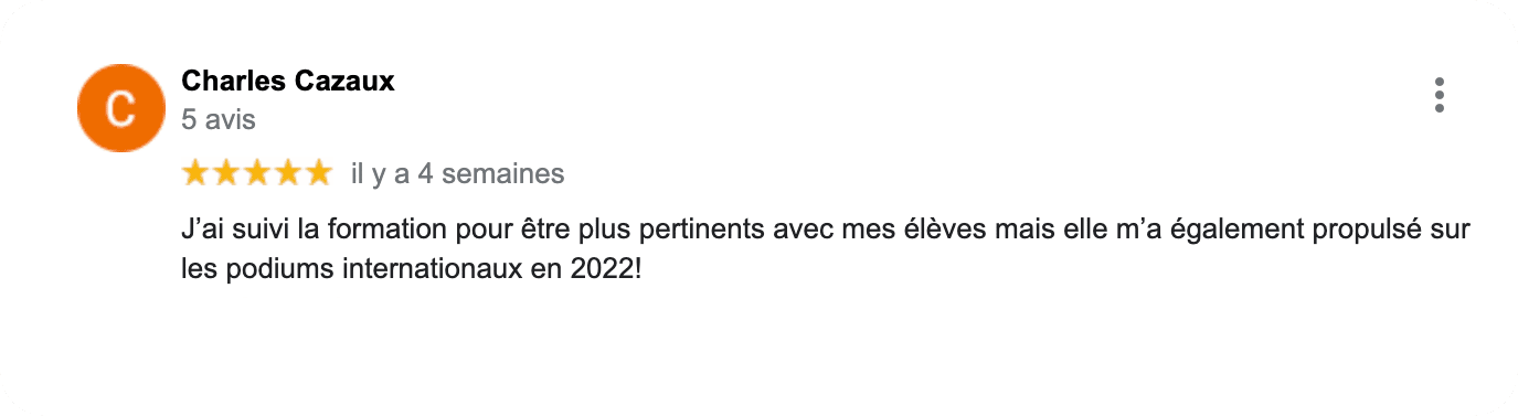 Formation Préparation Mentale PNP Avis client Google Coach Charles Cazaux