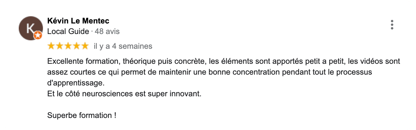 Formation Préparation Mentale PNP Avis client Google Coach Kévin Le Mentec