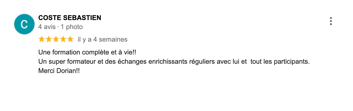Formation Préparation Mentale PNP Avis client Google Coach Coste Sébastien