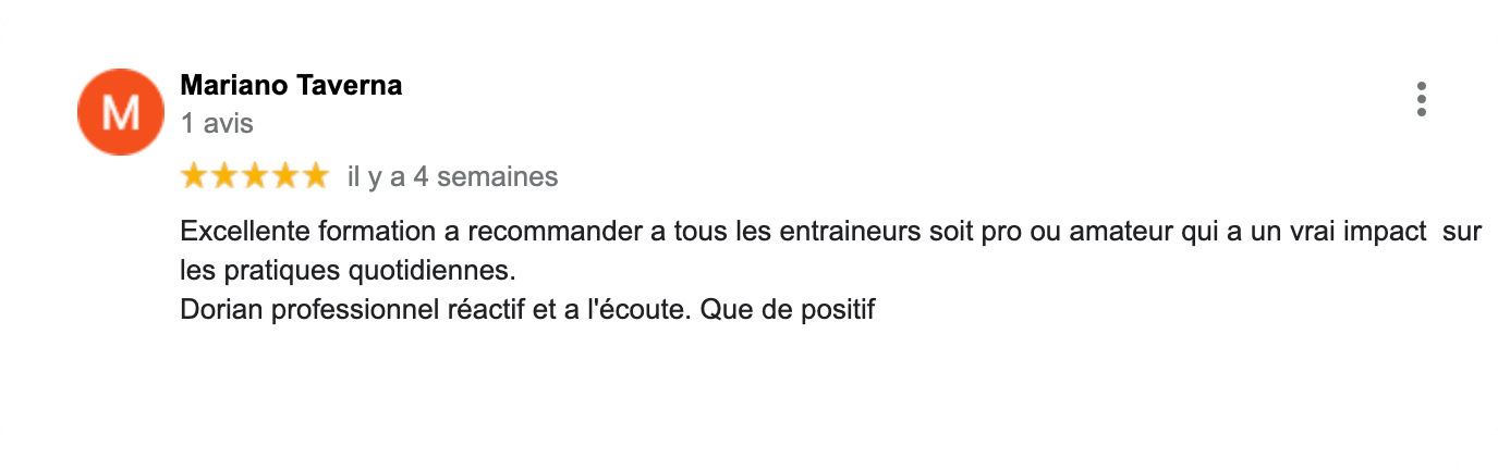 Formation Préparation Mentale PNP Avis client Google Coach Mariano Taverna