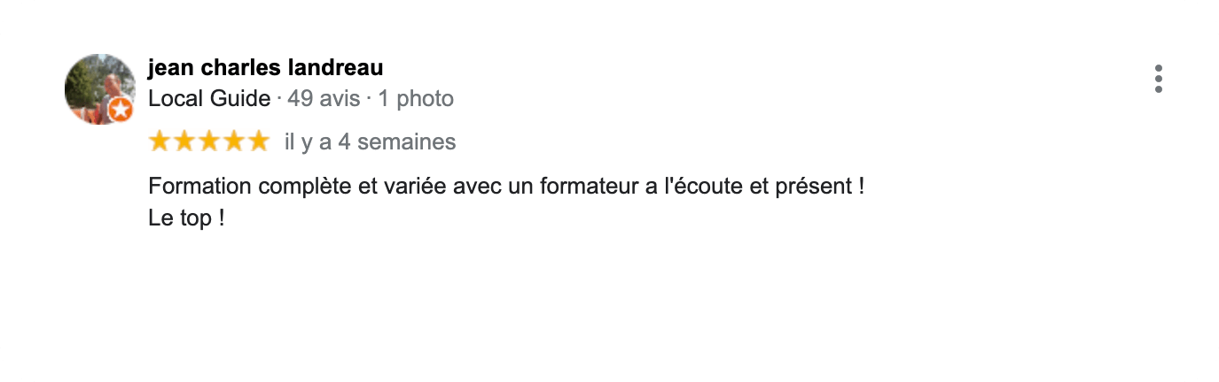 Formation Préparation Mentale PNP Avis client Google Coach Jean Charles Landreau