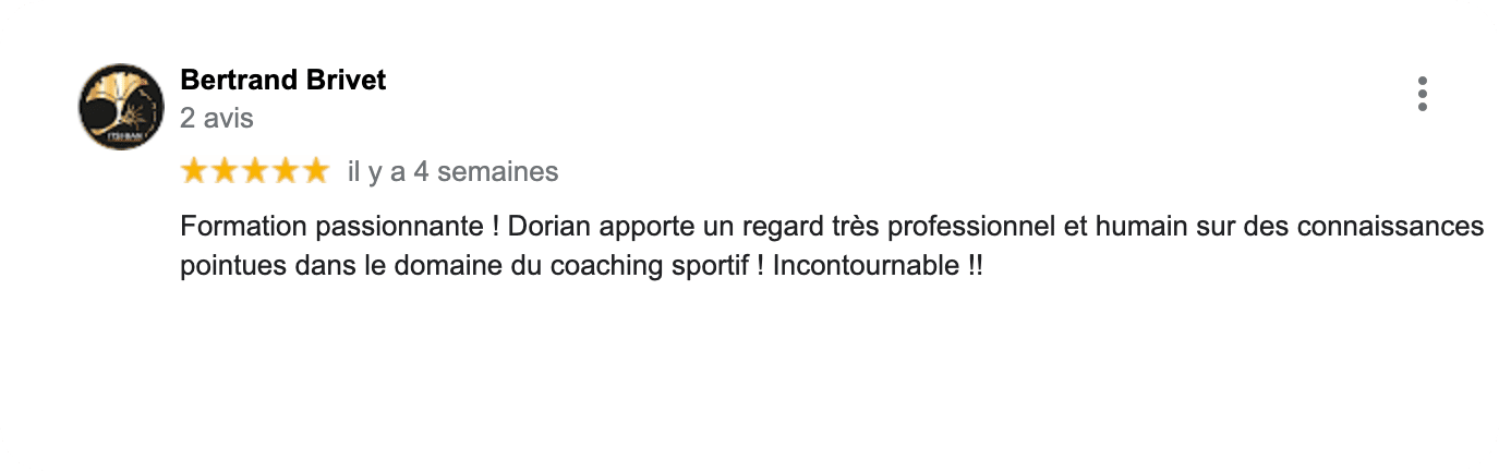 Formation Préparation Mentale PNP Avis client Google Coach Bertrand Brivet