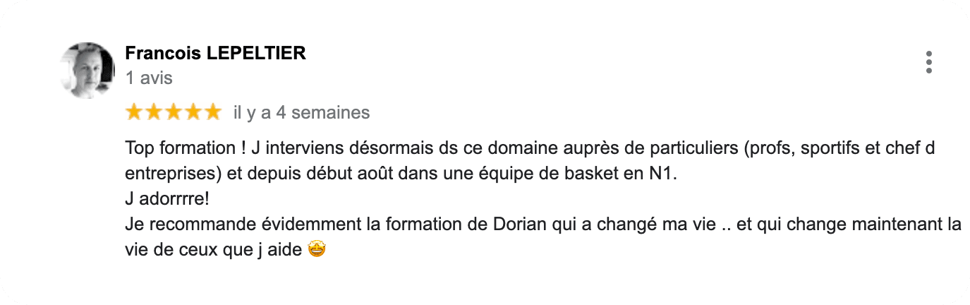 Formation Préparation Mentale PNP Avis client Google Coach François Lepeltier
